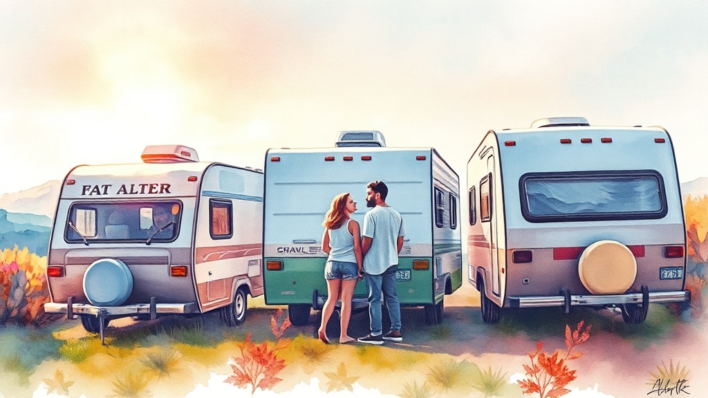 캠핑카 렌트 A to Z: 종류, 비용, 예약, 안전까지 완벽 가이드 3 캠핑카 종류별 비교 (watercolor 스타일)